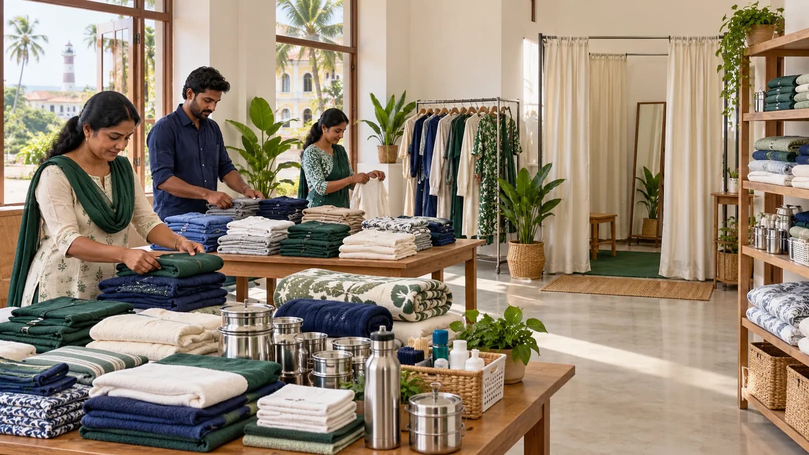 Illustrative clean clothing and household essentials