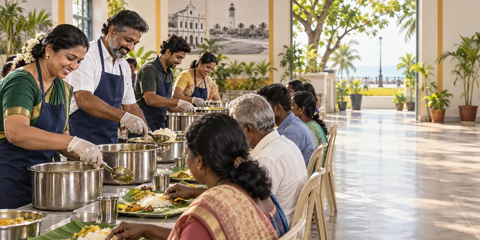 Illustrative intergenerational community meal