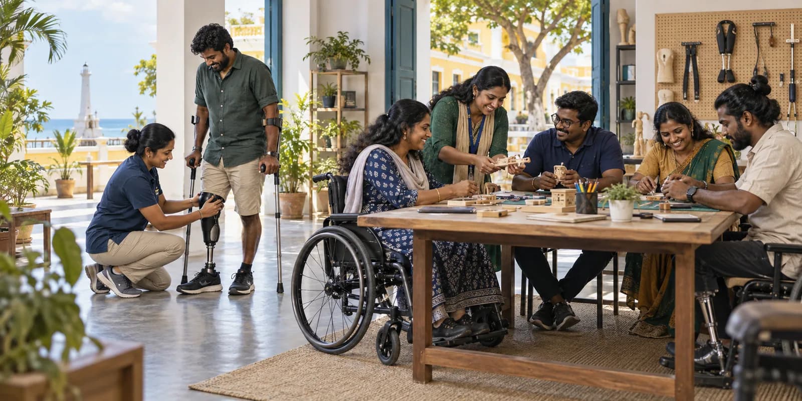 Illustrative mobility aid fitting with a professional